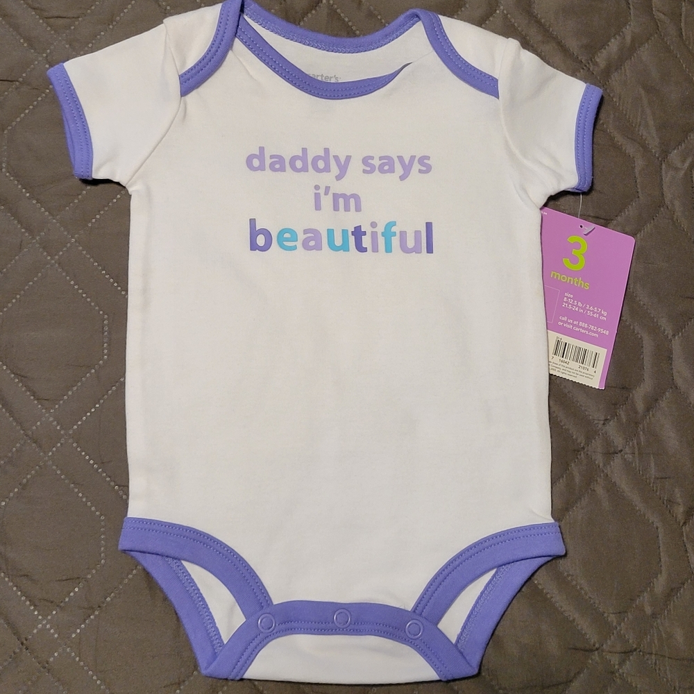 Daddy Says I'm Beautiful Carter's Wiggle In Bodysuit, 3M  NEW